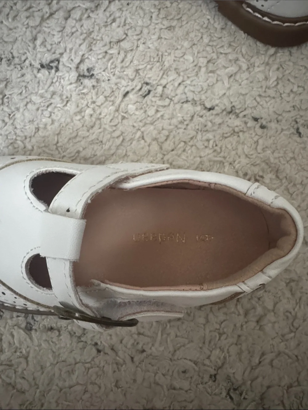 Classic White T-Bar Brogue Kids Dress Shoes
